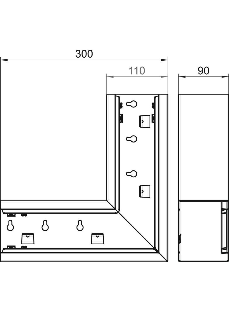 GS-SFS90110RW, Naroże płaskie 90X110 CZ.B.