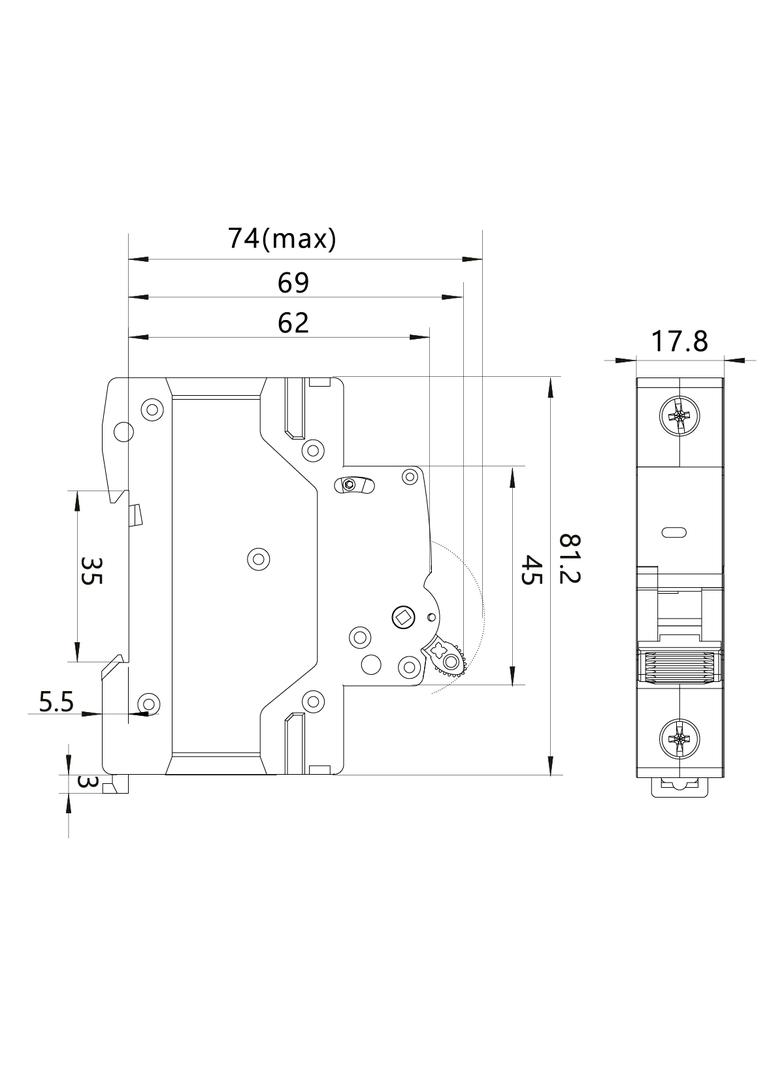 Wyłącznik nadprądowy 6kA 1P B16A OCB/B16/1P 87.610 OPATÓWEK