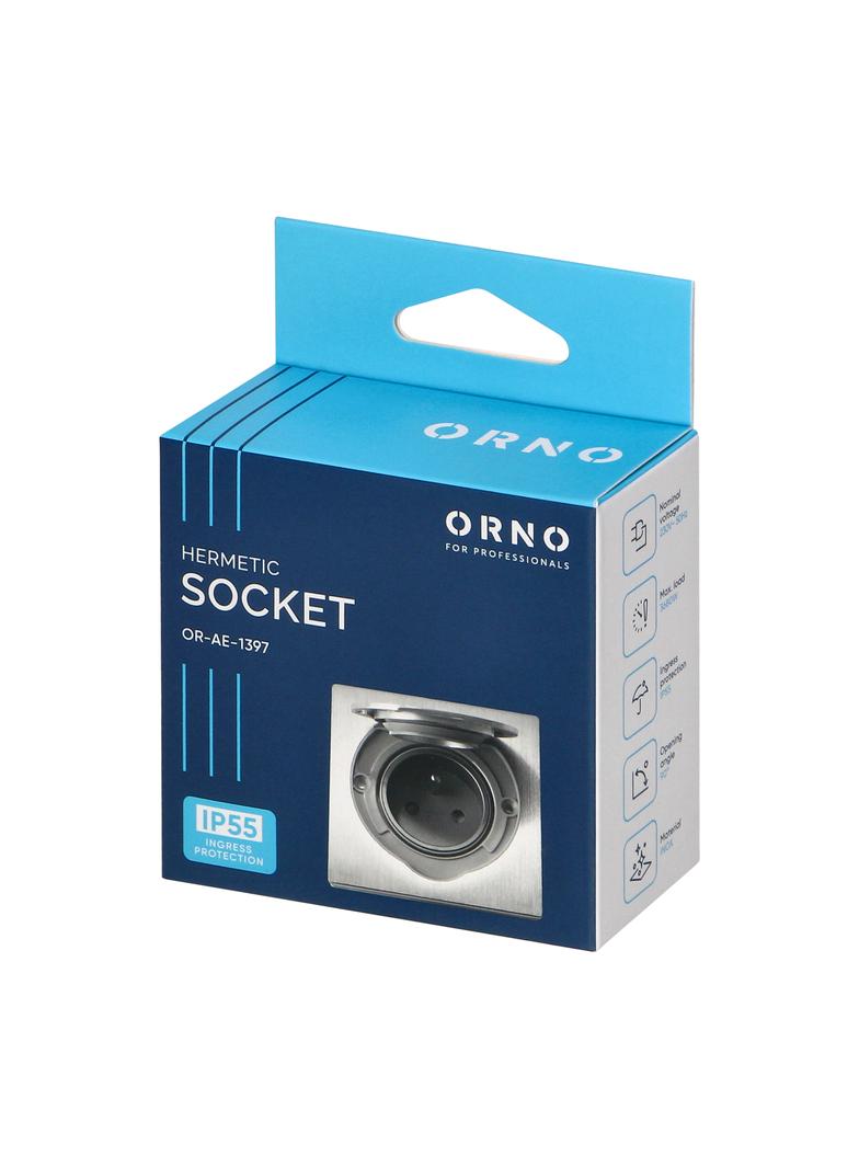 Hermetyczne gniazdo elektryczne, IP55 stal nierdzewna OR-AE-1397 ORNO
