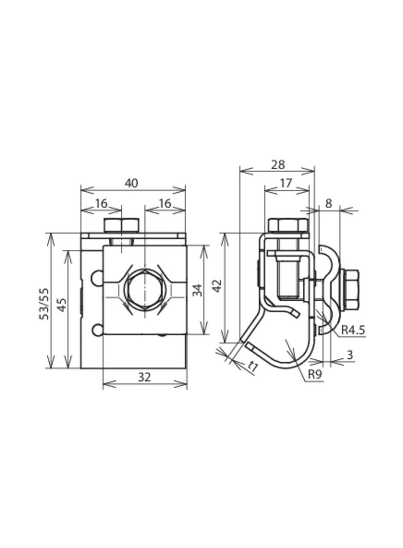 Zacisk do rynny, do zawiniętych brzegów 16-22 mm, stal nierdzewna NIRO
