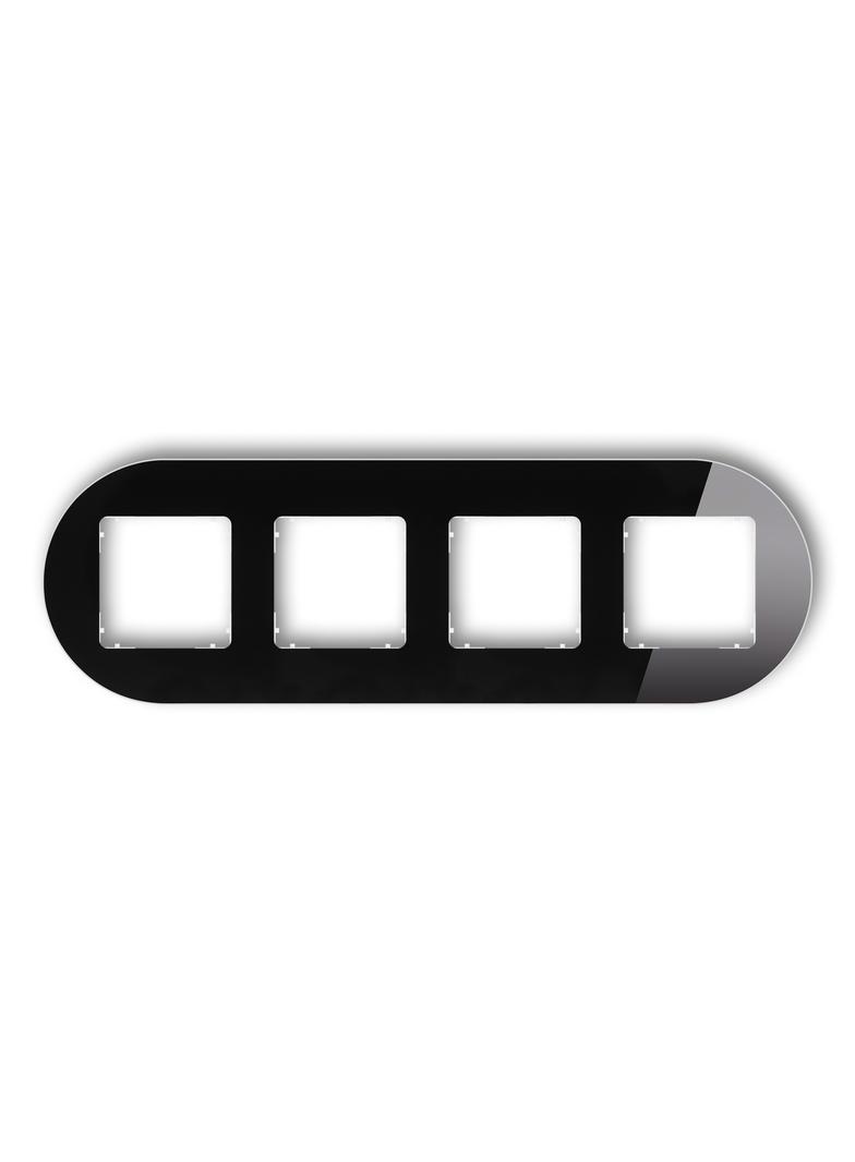 ICON Ramka uniwersalna poczwórna okrągła - efekt szkła (ramka: czarna; spód: biały) czarny