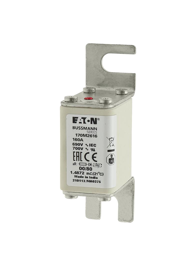 160A 690V aR 00/80 SQ. BODY IND. FUSE Wkładka szybka 160A AC 690V DIN 00 30x51x100 mm aR, 170M2616 E