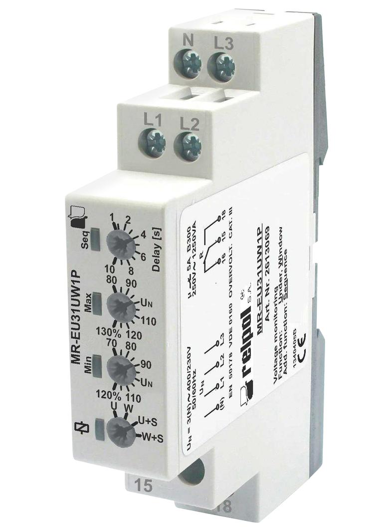 MR-EU31UW1P Przekaźnik nadzorczy, wielofunkcyjny1P - jeden zestyk przełączny.