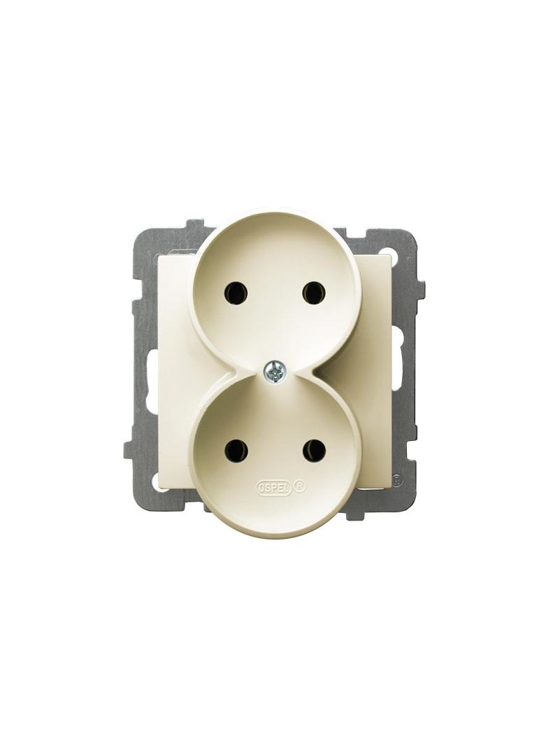 AS Gniazdo podwójne moduł bez ramki - kolor ecru