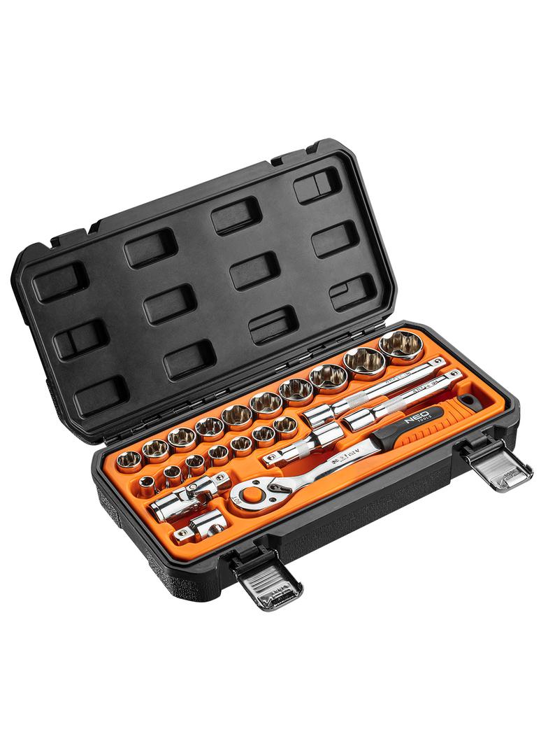 Klucze nasadowe 1/2", zestaw 23 szt.