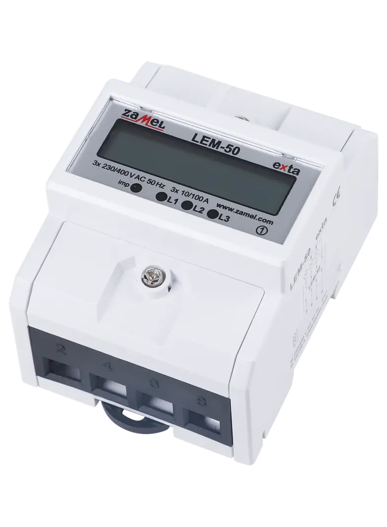 LICZNIK ENERGII ELEKTRYCZNEJ 3-FAZOWY LCD 100 A, 4-MOD TYP: LEM-50