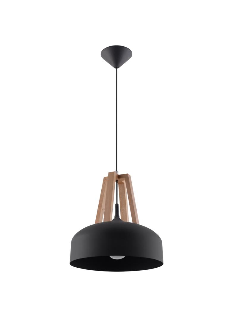 Sollux Lampa wisząca CASCO czarna/naturalne drewno SL.0390