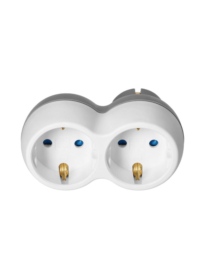 Rozgałęźnik 2x2P+Z (Schuko), biało-szary OR-AE-13238(GS) ORNO