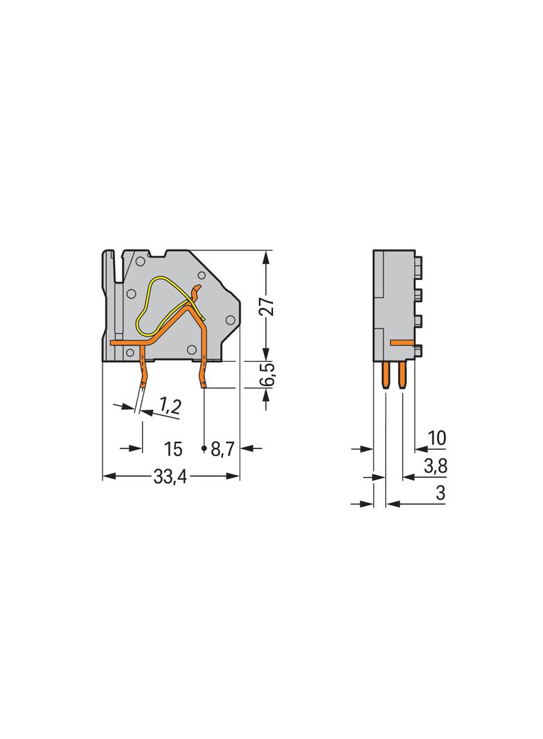 złączka do płytek drukowanych niebieska raster 10 mm
