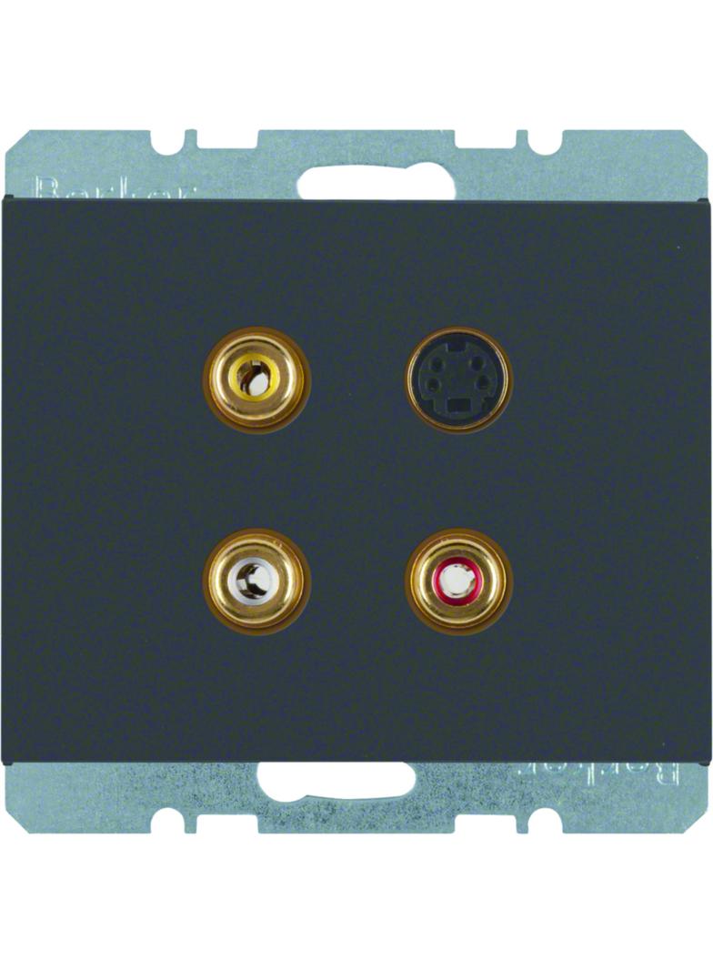 BERKER K.1 Gniazdo 3xCinch / S-Video antracyt 3315327006 HAGER