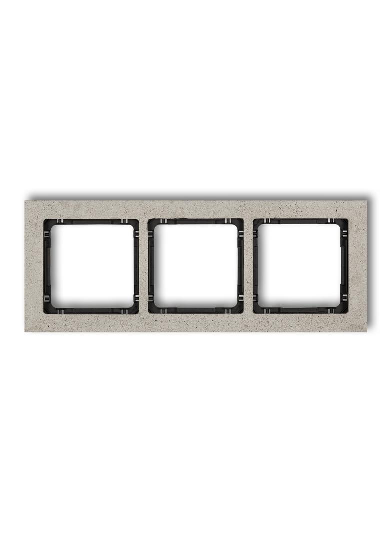 DECO Ramka uniwersalna potrójna - beton (ramka: jasnoszara; spód: czarny)