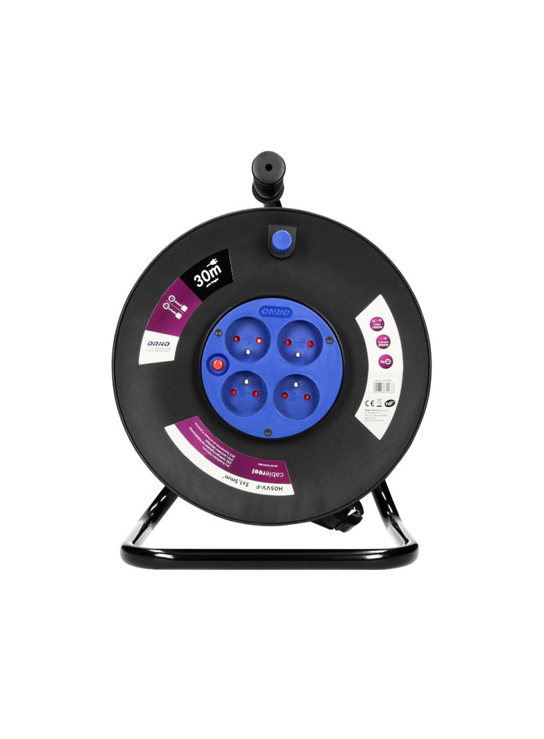 Przedłużacz bębnowy 4 gniazda kabel PVC H05VV-F 3x1.5mm2 długość - 30m Termik Przesłony to OR-AE-131