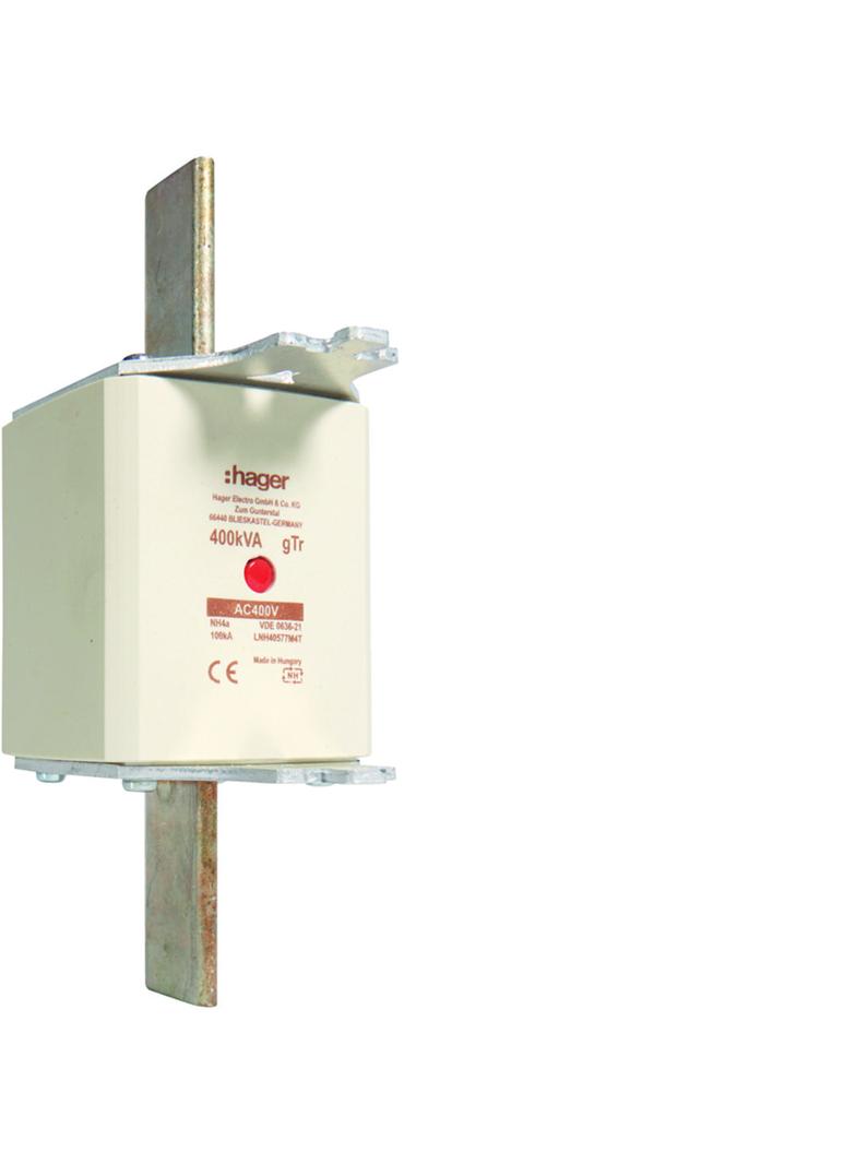 Wkładka bezp. nożowa NH4a wsk.podw. uchwyt nieiz. gTr 577A 400VAC LNH40577M4T HAGER
