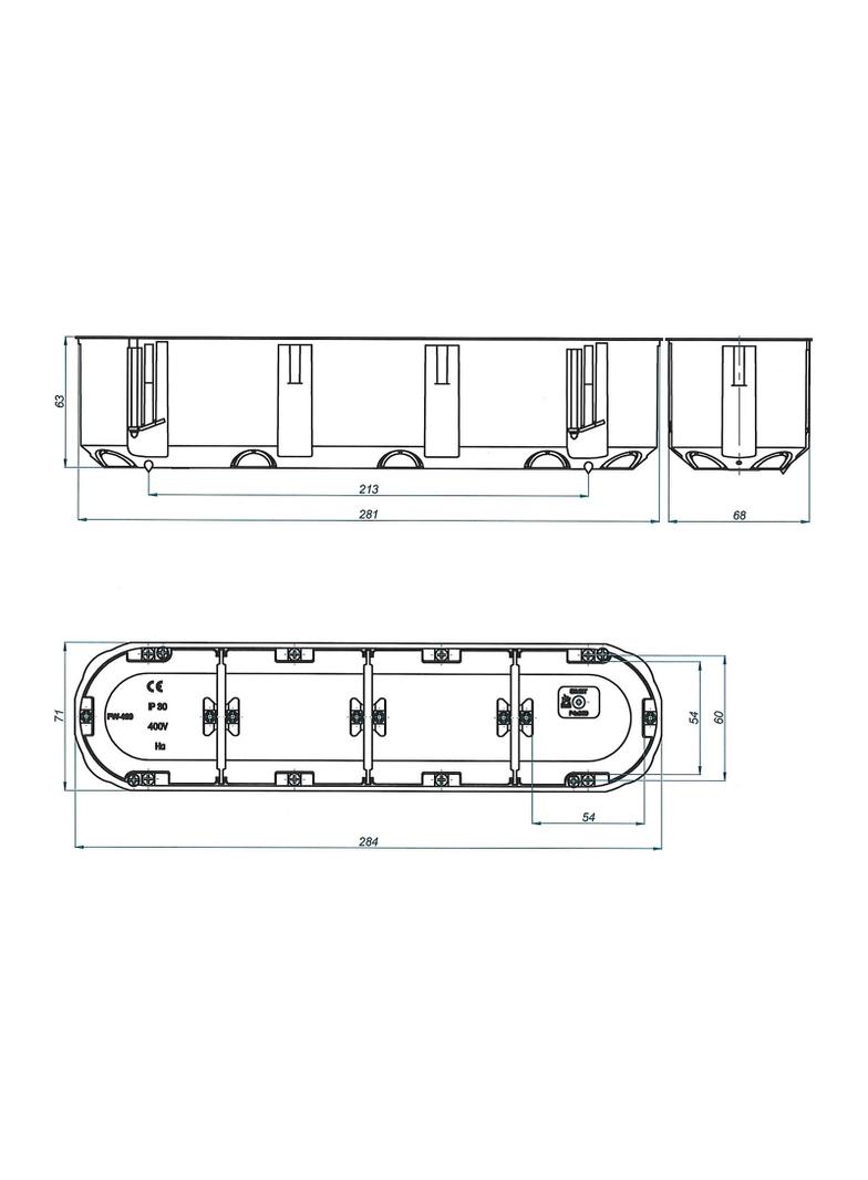 P4x60D ,  Puszka instalacyjna do pustych ścian Multibox2 - czteropolowa O 4x60, niebieski