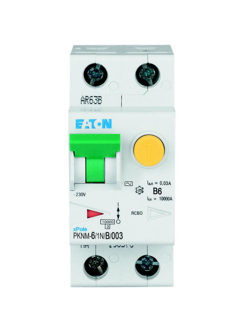 Wyłącznik różnicowo-nadprądowy 2P 6A B 0,03A typ AC PKNM 6/1N/B/003 236007 EATON
