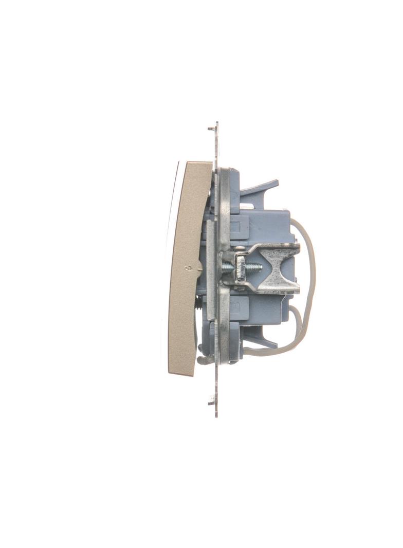 Simon 54 Przycisk potrójny z podświetleniem LED 10A 250V szybkozłączka złoty mat DP31L.01/44 KONTAKT