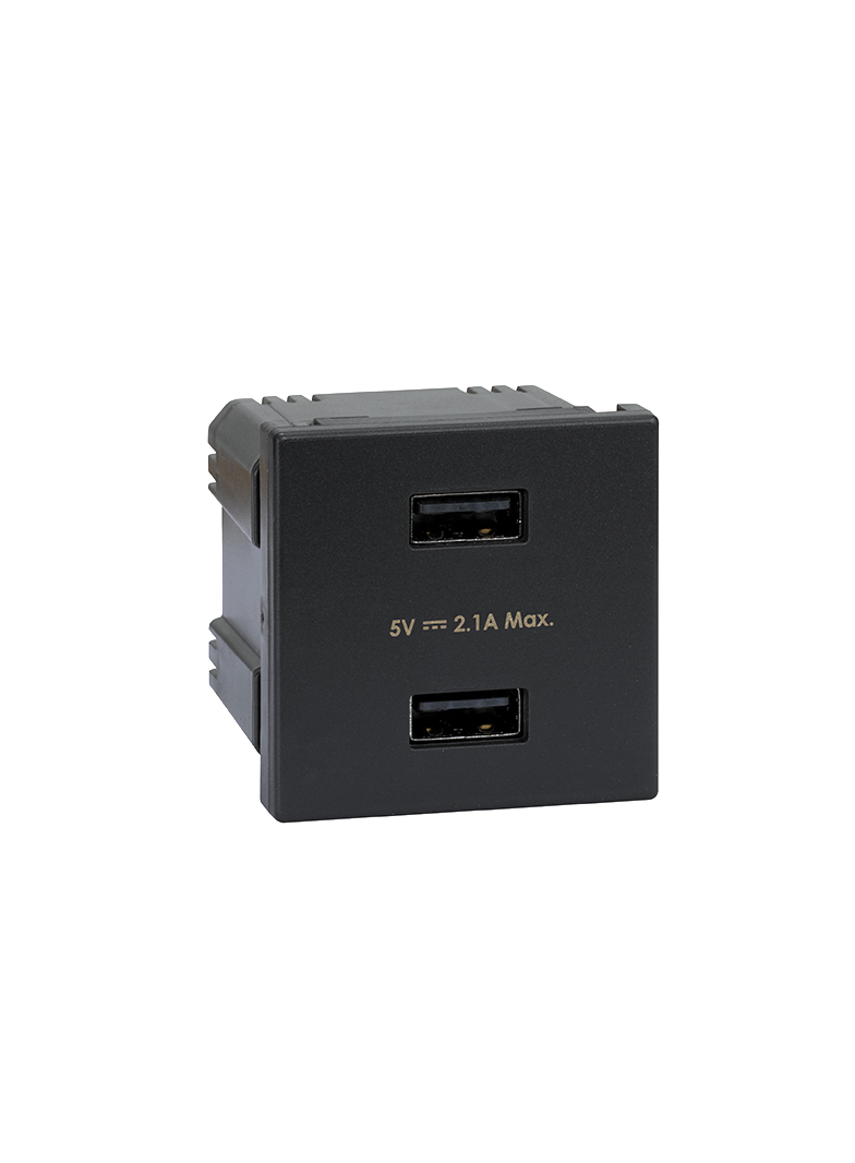 Simon Connect USB ładowarka K45 (45x45) gniazdo typ A 5V/21A szary grafit