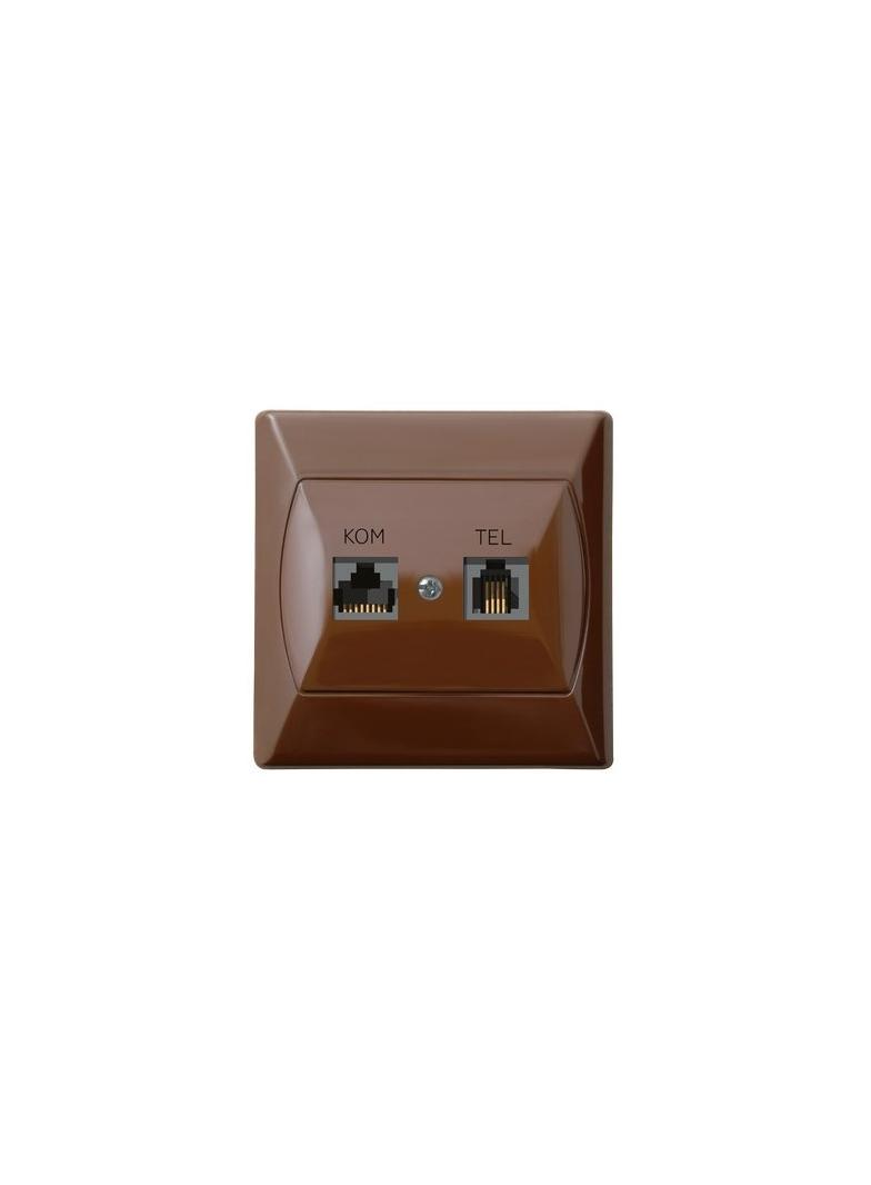 AKCENT Gniazdo komputerowo-telefoniczne RJ 45 kat. 5e (8-stykowe) + RJ 11 (6-stykowe) kolor brązowy GPKT-A/K/24 OSPEL