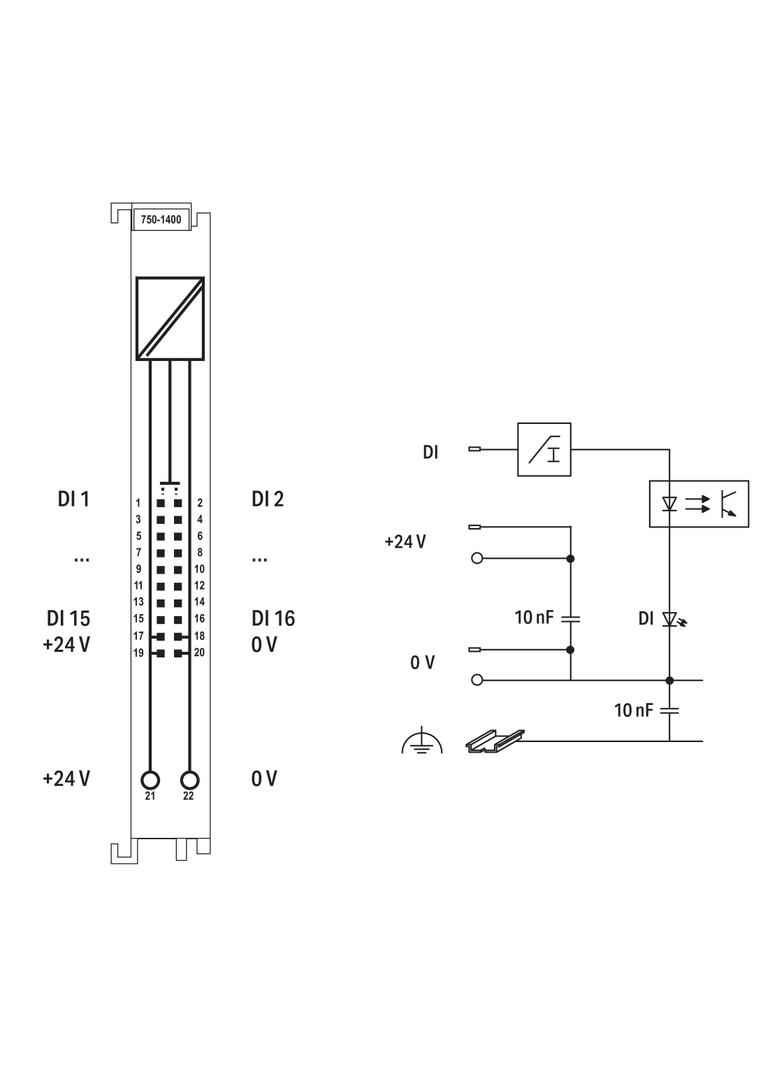moduł 16DI 24V DC 3.0ms ze złączem do przewodu taśmowego WAGO