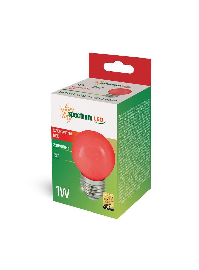 LED KULKA E-27 230V 1W RED PCV SPECTRUM+