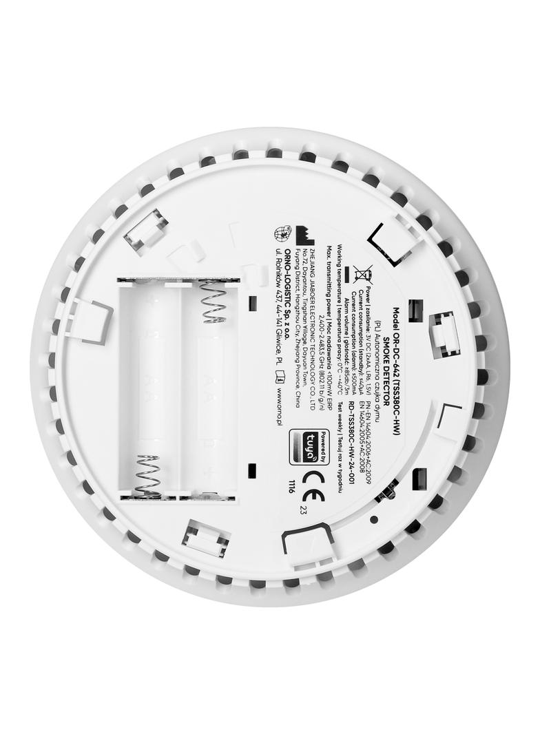 Bateryjny czujnik dymu, 2xAA, żywotność sensora 10 lat, Tuya Smart Wi-Fi