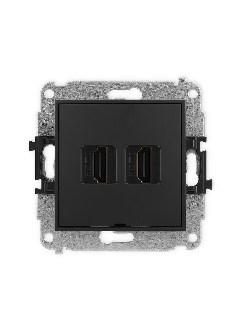 ICON Mechanizm gniazda podwójnego HDMI 2.0, bez pola opisowego czarny mat