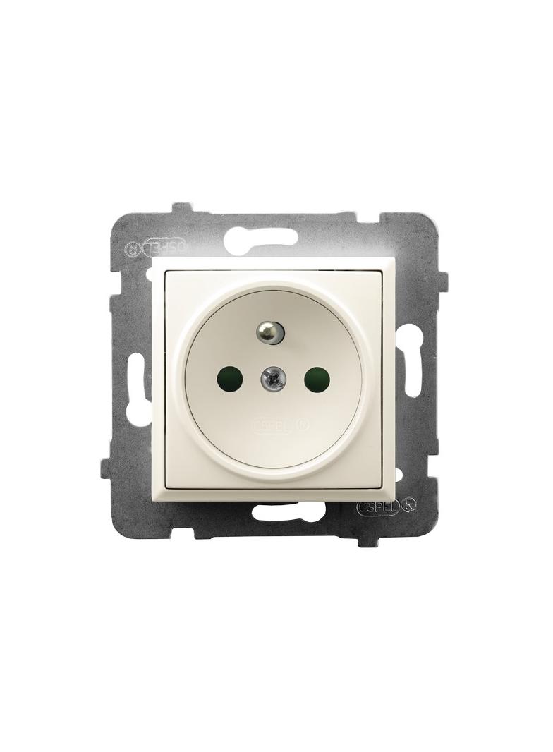 ARIA Gniazdo pojedyncze z uziemieniem z przesłonami torów prądowych - kolor ecru