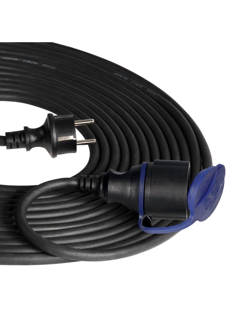 Przedłużacz warsztatowy bryzgoszczelny IP44, 1x2P+Z 20m,kabel gumowy olejoodporny H07RN-F 3x1,5mm2,