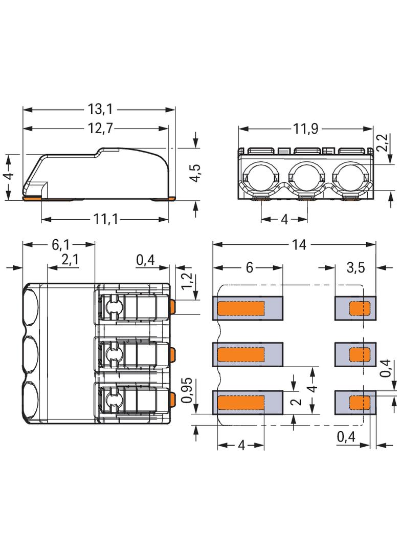 złączka SMD do płytek drukowanych z przyciskami
