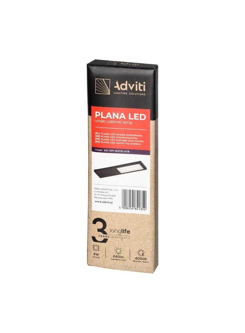 PLANA lampka podszafkowa LED 4W, 240lm, 4000K, czarna AD-OM-6476L4/B ORNO