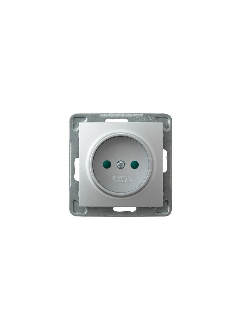 IMPRESJA Gniazdo pojedyncze z przesłonami torów prądowych - kolor srebro