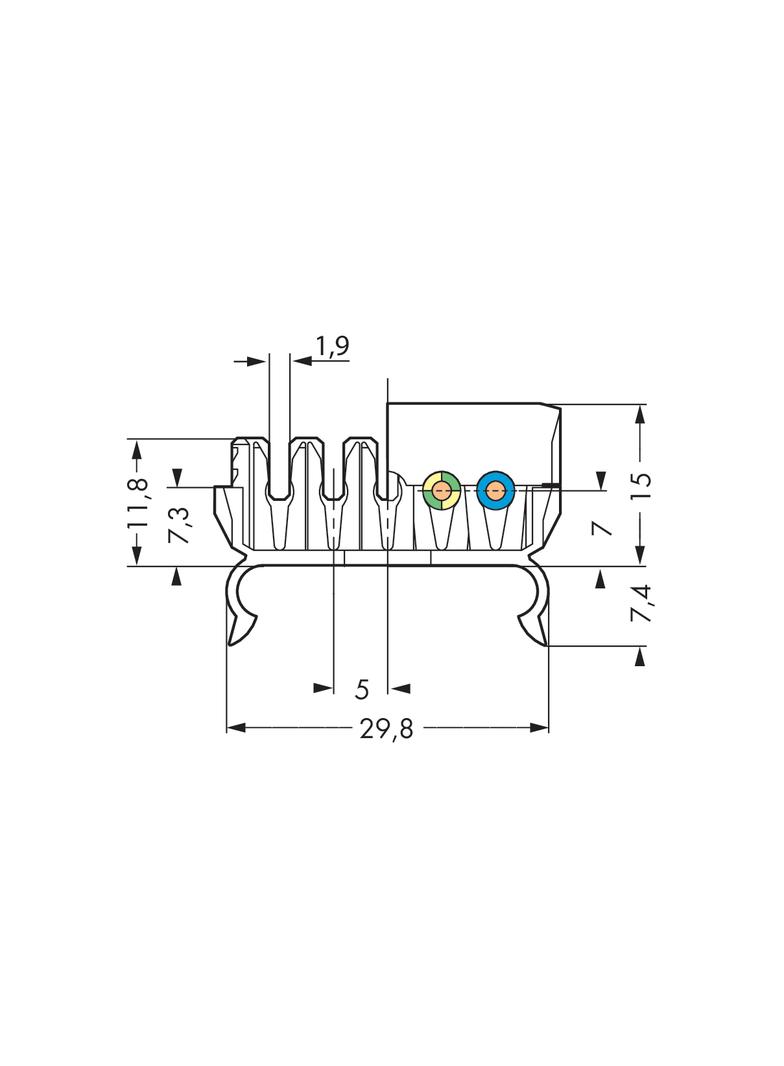 gniazdo przelotowe 5-torowe część dolna ze stopką zatrzaskową