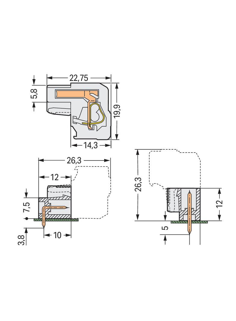 Gniazdo MCS‑MIDI Classic kątowe 8‑biegunowe jasnoszare raster 5mm 722‑208/026‑000 /25szt./ WAGO