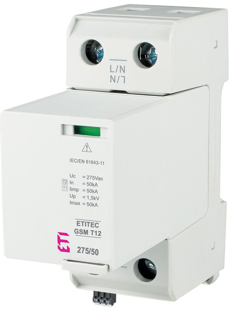 Ogranicznik przepięć T1+T2 (B+C) - iskiernik TEC GSM T12 275/50 1+0 002440720 ETI