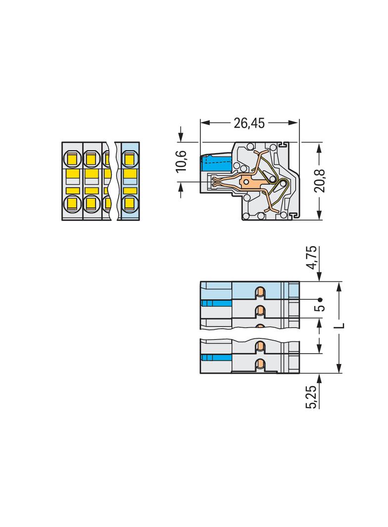 Gniazdo MCS‑MIDI Classic 4‑biegunowe jasnoszare raster 5mm 721‑2104/026‑000 /100szt./ WAGO
