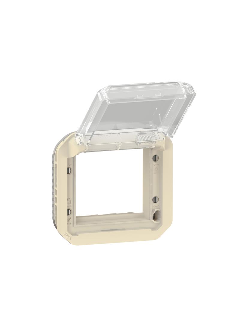 NOWE PLEXO - ADAPTER ARTEOR/MOSAIC Z PRZEZRO. KLAPKĄ MECH. 70,5X70,5MM PIASKOWY