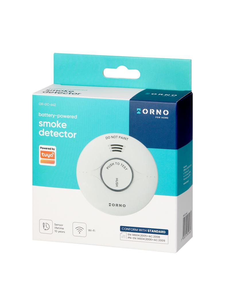 Bateryjny czujnik dymu, 2xAA, żywotność sensora 10 lat, Tuya Smart Wi-Fi OR-DC-642 ORNO