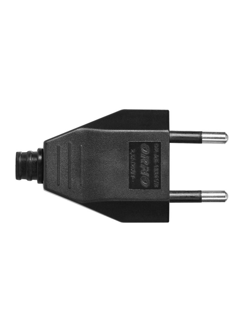 Wtyczka płaska bez uziemienia, 2,5A, 250V, czarny poliwęglan, 1 sztuka OR-AE-13241/B ORNO