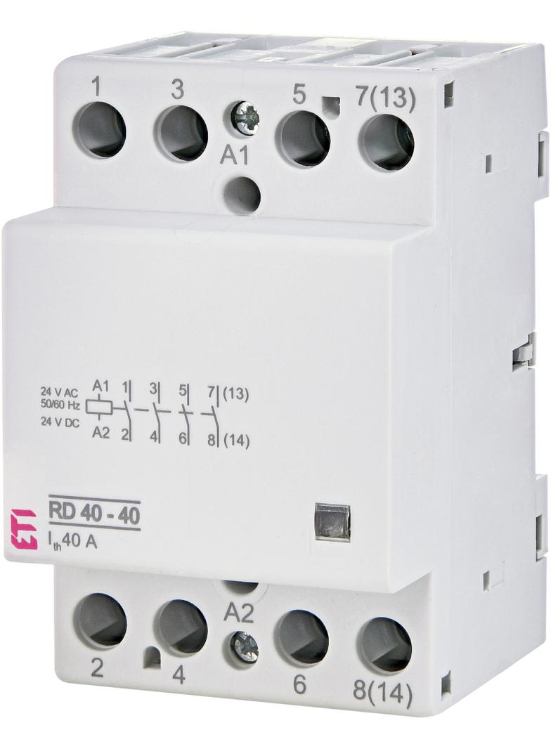 RD 40-40-24V AC/DC Stycznik modułowy 40A 4 styki zwierne (3 mod. 4 bieg.)