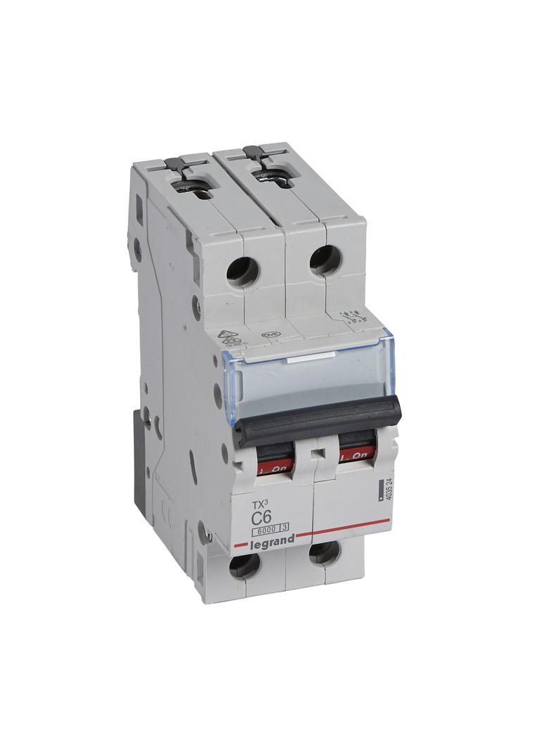 WYŁĄCZNIK NADPRĄDOWY S 302 2P C 6A 6000A SERII TX3, Legrand
