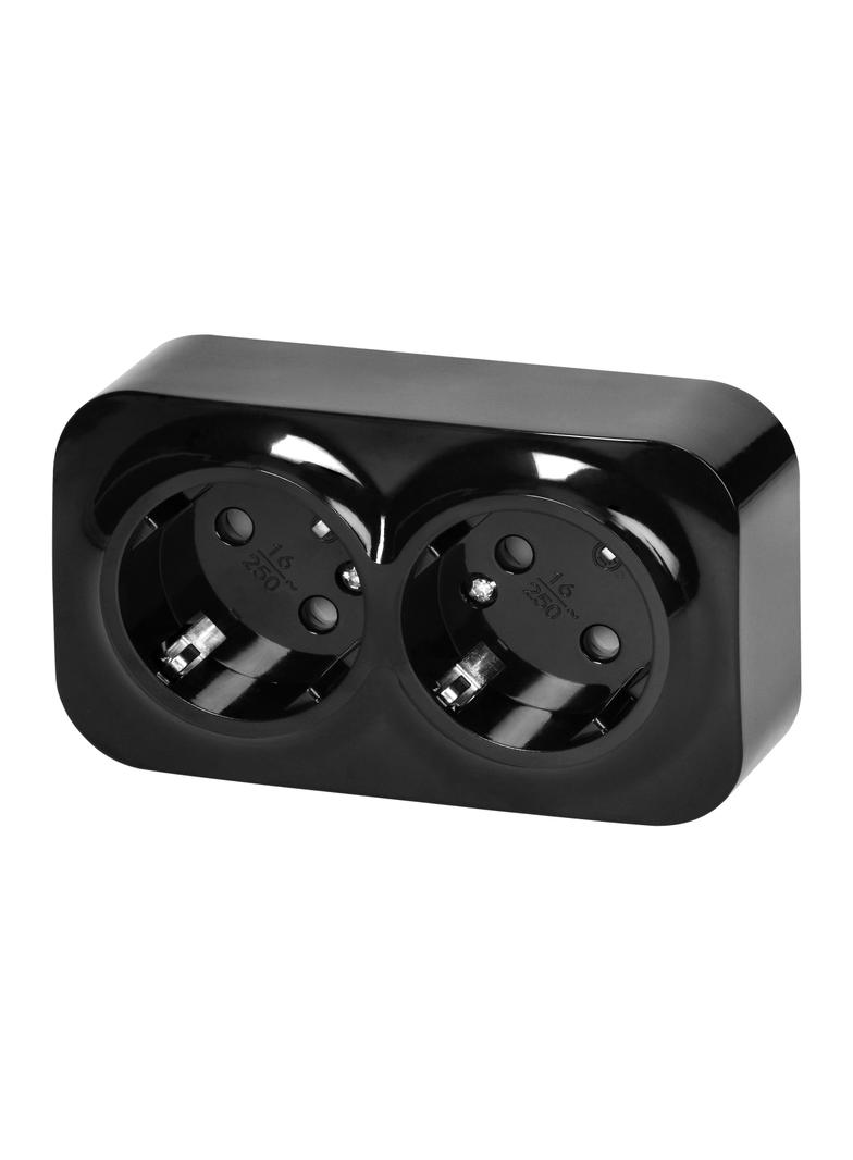 ToDo Gniazdo podwójne 2x2P+Z, 16A/230VAC, IP20,Schuko,Czarne10 sztuk
