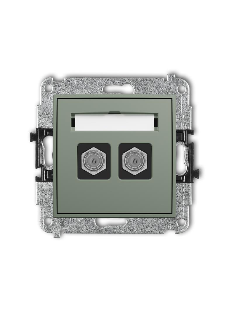 ICON Mechanizm gniazda antenowego podwójnego typu F (SAT) niklowany szałwiowy