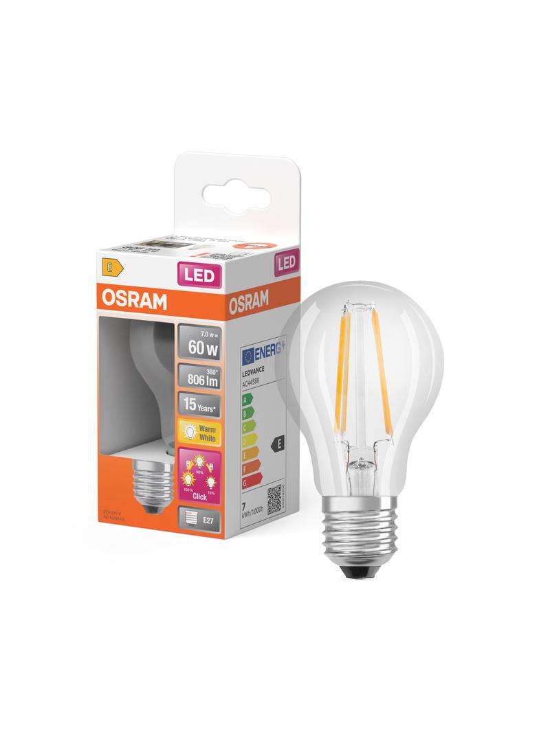 Lampa LED STAR+ CL A60 DIM Duo Click FILAMENT 7W 827 E27