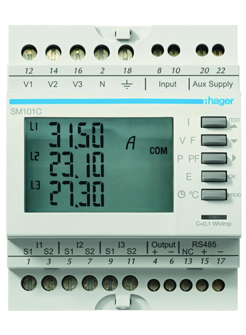 agardio.measure Miernik wielofunkcyjny modułowy TrueRMS RS485/Modbus SM101C HAGER