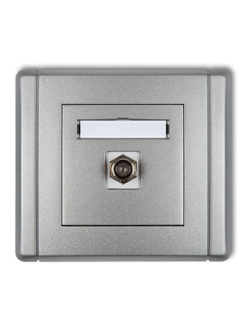 FLEXI Gniazdo antenowe pojedyncze typu F (SAT) pozłacane srebrny metalik