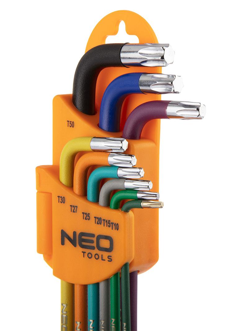 Klucze Torx T10-50, zestaw 9 szt., kolorowe