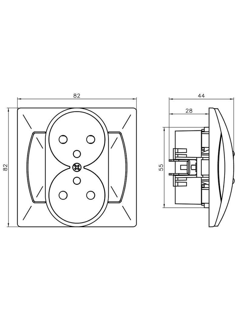AKCENT Gniazdo podwójne z uziemieniem - kolor brązowy