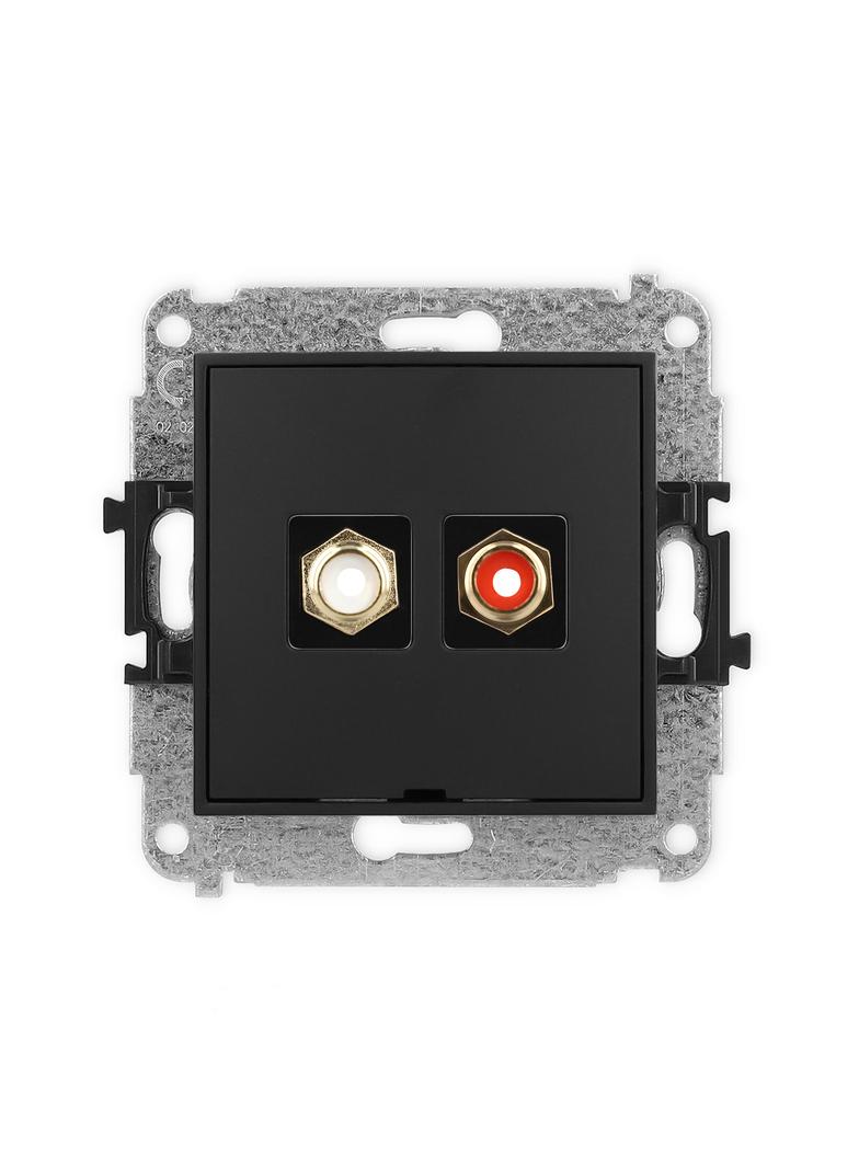 ICON Mechanizm gniazda podwójnego RCA, bez pola opisowego (typu cinch - biały i czerwony, pozłacany)