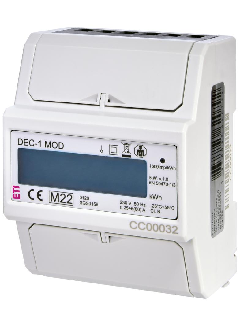 DEC-1MOD - Wskaźnik zużycia  energii 1-fazowy z modbus