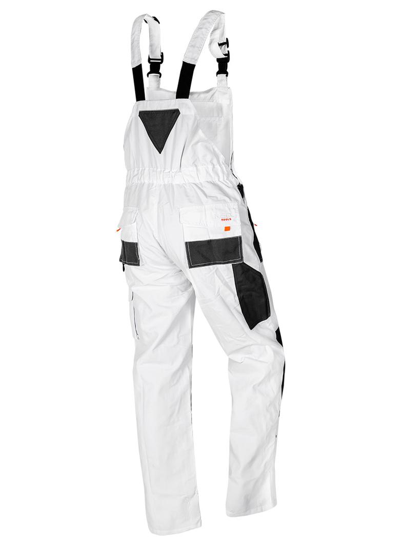 Spodnie robocze na szelkach, białe, HD, rozmiar LD/54